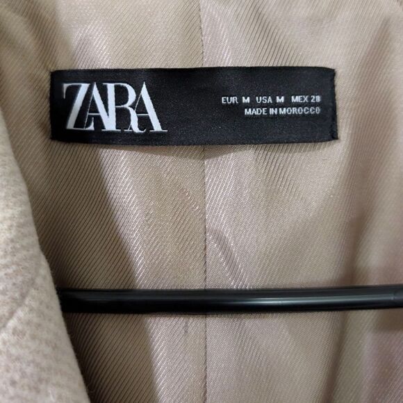 Zara Women's M Double Breasted Mid Length Coat - Oatmeal - Picture 6 of 7